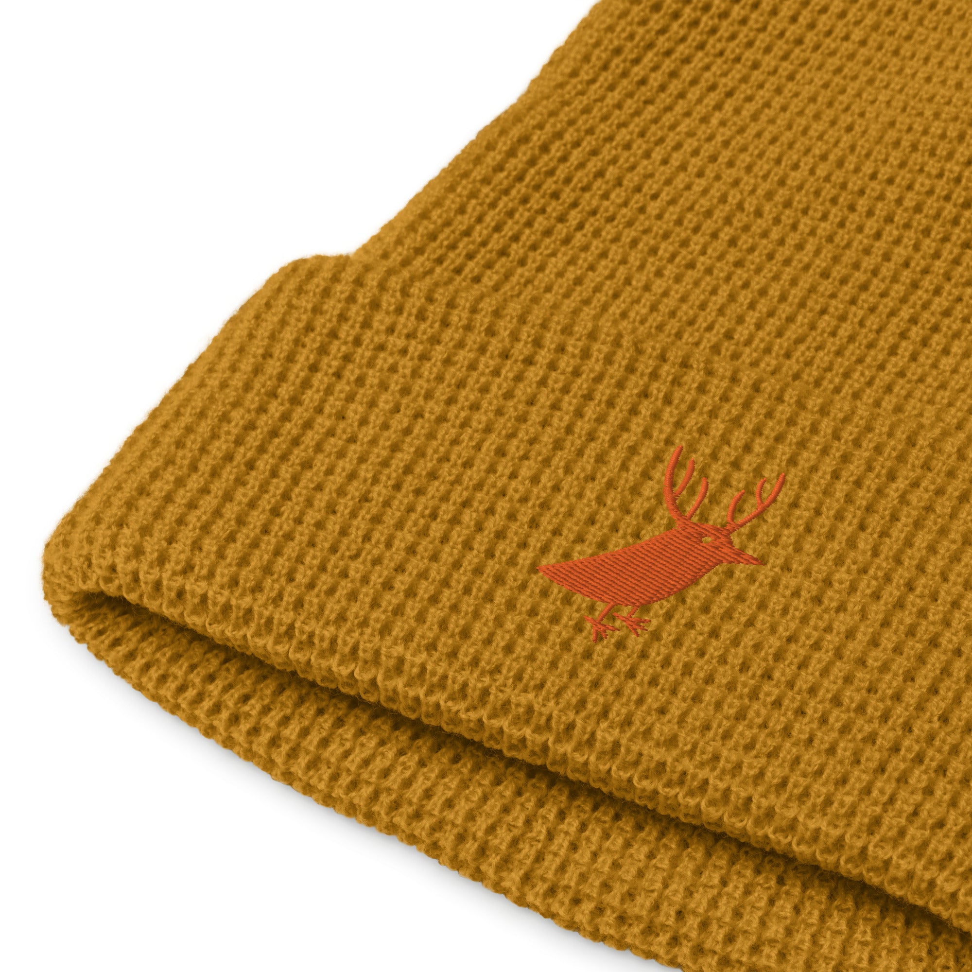 Men's waffle beanie for snowboarding and outdoor  mustard